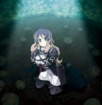  bad_id bad_pixiv_id brown_eyes gradient_hair hijiri_byakuren kabayaki_unagi kneeling light lily_pad long_hair multicolored_hair pond solo tears touhou wading 