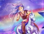  ikezawa_hanako katawa_shoujo long_hair lowres rainbow robot_unicorn_attack scar solo star unicorn 