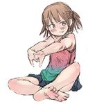  barefoot feet hands indian_style marui_mitsuba mitsudomoe quick_waipa sitting sketch soles solo toes twintails 