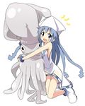  blue_eyes blue_hair blush ikamusume ixy shinryaku!_ikamusume solo squid sweatdrop tentacles 