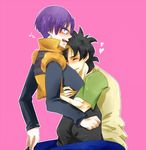  2boys black_hair dragon_ball dragonball_z male male_focus multiple_boys purple_hair son_goten trunks_(dragon_ball) trunks_briefs yaoi 