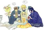  black_hair blonde_hair brown_hair genderswap hatake_kakashi i_(kaiyou) kneeling lying namikaze_minato naruko naruto naruto_shippuuden on_stomach sitting smile sqatting twintails uchiha_itachi uzumaki_naruto white_hair yamato_(naruto) 