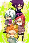  3boys bangs chikuri glasses hoozuki_suigetsu houzuki_suigetsu juugo karin_(naruto) long_hair multiple_boys naruto naruto_shippuuden orange_hair ponytail purple_hair red_hair uchiha_sasuke white_hair wink 