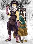  2boys bandage bandages black_hair chikuri forehead_protector haku_(naruto) long_hair momochi_zabuza multiple_boys naruto smile stainding standing 