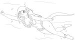  breasts female flower flower_in_hair mammal monochrome mustelid nude otter sketch skidd solo swimming underwater water 