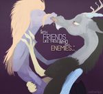  absurd_res antler biscotti blush chimera couple discord_(mlp) draconequus dragon duo english_text facial_hair friendship_is_magic gay hair hand_holding hi_res horn hybrid kissing male mustache my_little_pony netherlips steven_magnet_(mlp) text tongue wings 