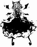 abstract bad_id bad_pixiv_id bow cirno dress f7(eiki) greyscale hair_bow monochrome one_eye_closed solo touhou wings 