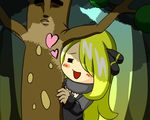  blonde_hair blush open_mouth pokemon refuto shirona_(pokemon) tree yaranaika 