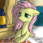  bed blue_eyes cute equine female feral fluttershy_(mlp) friendship_is_magic green_eyes hair horse john_joseco lantern long_hair mammal my_little_pony pegasus pillow pink_hair pony sheets smile solo wings 
