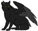  black_feathers black_fur black_wolf canine feral fur grey_paws mammal toradoshi wings wolf 