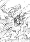  bad_id bad_pixiv_id bodysuit breasts greyscale kazuno_(horizon) kodama_yuu kyoukaisenjou_no_horizon large_breasts mecha monochrome pantyhose solo 