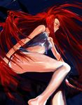  bad_id bad_pixiv_id bare_legs bare_shoulders legs long_hair midriff original profile red_hair solo yaku_(ziroken) 