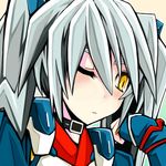  bad_id bad_pixiv_id blush collar kodama_yuu kyoukaisenjou_no_horizon lowres nate_mitotsudaira one_eye_closed silver_hair solo yellow_eyes 