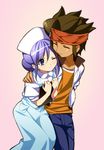  1girl brown_hair couple endou_mamoru hat hetero inazuma_eleven_(series) inazuma_eleven_go jacket kudou_fuyuka maetaku nurse nurse_cap older purple_hair 