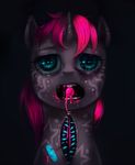  blood blue_eyes crookedtrees equine female friendship_is_magic hair horn long_hair mammal my_little_pony nightmare_fuel open_mouth pink_hair ruby_pinch_(mlp) short_hair solo sticking_plaster unicorn wounded yukaman 