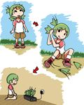  :q battery charging comic directional_arrow drawfag green_hair koiwai_yotsuba quad_tails seiza shirt shorts silent_comic sitting t-shirt tongue tongue_out yotsubato! 