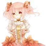  bad_id bad_pixiv_id bow choker frills hair_ribbon kaname_madoka magical_girl mahou_shoujo_madoka_magica mizumori_(xcllcx) pink_hair puffy_sleeves red_eyes ribbon short_hair short_twintails smile solo twintails 