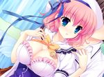  1boy 1girl breasts game_cg indoors school_uniform yuyukana 