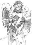  evy evy_(mabinogi) horns mabinogi mabinogi_heroes monochrome rockjaw scythe yeti yeti_(creature) 