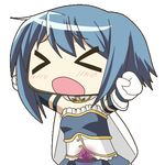  &gt;_&lt; angry animated animated_gif aoki_ume_(style) blue_hair blush closed_eyes hair_ornament hairclip hangaku hidamari_sketch lowres mahou_shoujo_madoka_magica miki_sayaka parody short_hair solo style_parody tantrum transparent_background wide_face 