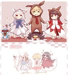  2girls alice_(pandora_hearts) animal_ears bunny_ears cat cosplay fang gilbert_nightray multiple_girls oz_vessalius pandora_hearts white_hair will_of_the_abyss 