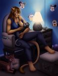  &lt;3 2018 5_fingers ajna anthro baby bambi bambi_(film) barefoot blue_eyes breastfeeding breasts brown_hair cervine cub detailed_background digital_media_(artwork) disney duo feline female good_parenting hair hi_res lagomorph lion lying male mammal mother parent plushie rabbit sitting son young 