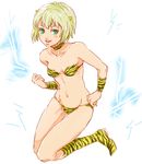  animal_print blonde_hair boots cosplay green_eyes groin huang_baoling kinokokinoko6 lum lum_(cosplay) parody pointy_ears purple_eyes short_hair solo tiger_&amp;_bunny tiger_print urusei_yatsura 