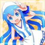  403_(artist) blue_eyes blue_hair dress hat ikamusume long_hair nogino shinryaku!_ikamusume solo tentacle_hair 