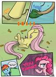  comic english_text equine female feral fluttershy_(mlp) friendship_is_magic horse mammal my_little_pony pegasus pinkie_pie_(mlp) pony prank rainbow_dash_(mlp) speccysy text wings wounded 