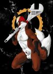  anthro balls canine fox male mammal multiple_tails nude penis penis_tip sheath solo tail truegrave9 wrench 