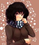  amagami ariaridoradora black_eyes black_hair highres messy_hair scarf solo sweater tanamachi_kaoru 