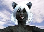  animal_ears annonymouse cat_ears cub fangs feline female green_eyes hair licking licking_lips mammal panther rape_face solo starlight tongue white_hair young 