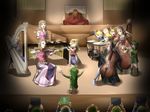  6+girls baton blonde_hair blue_eyes brown_hair cape cello closed_eyes double_bass earrings flute ganondorf gloves green_hair hairband harp hat highres instrument jewelry link long_hair mallet_(instrument) marimba midna midna_(true) multiple_boys multiple_girls multiple_persona organ pointy_ears princess_zelda red_eyes reverse_trap saria sheik spoilers super_smash_bros. the_legend_of_zelda the_legend_of_zelda:_four_swords the_legend_of_zelda:_ocarina_of_time the_legend_of_zelda:_skyward_sword the_legend_of_zelda:_the_wind_waker the_legend_of_zelda:_twilight_princess timpani toon_link toon_zelda trumpet violin wasabi_(legemd) young_link 