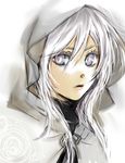  cloak close-up hood lips long_hair lowres michiha original silver_(color) silver_eyes silver_hair solo 
