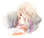  2boys artist_request black_hair brown_hair gold(pokemon) gold_(pokemon) gold_eyes kiss kissing male male_focus multiple_boys nintendo pokemon silver(pokemon) silver_(pokemon) tongue yaoi yellow_eyes 