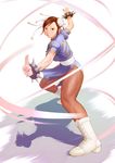  bad_id bad_pixiv_id brown_eyes brown_hair china_dress chinese_clothes chun-li dress ex_hk pantyhose pelvic_curtain sash solo street_fighter 