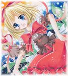  bad_id bad_pixiv_id blonde_hair blue_eyes colored_pencil_(medium) flower makimakiringo50 marker_(medium) medicine_melancholy no_nose one_eye_closed pastel_(medium) ribbon short_hair short_sleeves skirt solo su-san touhou traditional_media wings 