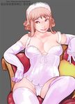  bad_id bad_pixiv_id breasts brown_eyes brown_hair cameltoe camisole cleavage curly_hair eyeshadow gloves hairband hips kusagami_style large_breasts lingerie lips makeup original panties short_hair sitting smile solo thighhighs underwear white_gloves white_legwear white_panties 