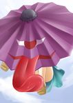  geta karakasa_obake okitakung purple_umbrella sandals solo tatara_kogasa tongue touhou umbrella 