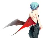 alternate_costume back backless_dress backless_outfit bare_back bare_shoulders bat_wings blue_hair cowboy_shot dress formal from_behind low_wings no_hat no_headwear older realistic red_eyes remilia_scarlet short_hair solo sousou_(sousouworks) touhou wings 