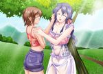  age_difference bra casual_clothes grass happy lingerie love mizuno_natsumi mizuno_yukari mother_and_daughter okaasan_to_naisho smile tree underwear wet 