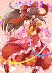  bow brown_hair detached_sleeves hair_bow hakurei_reimu haru_ion highres long_hair red_eyes solo touhou 