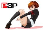  armband bow brown_hair female_protagonist_(persona_3) hair_ornament hairclip kuro_(kuropan_da) panties persona persona_3 persona_3_portable school_uniform skirt smile socks solo underwear 