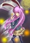  animal_ears black_legwear blazer bunny_ears full_moon highres jacket koiame long_hair moon pleated_skirt purple_hair red_eyes reisen_udongein_inaba skirt solo thighhighs touhou zettai_ryouiki 