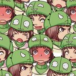  &gt;_&lt; angry blush brown_hair closed_eyes expressions full-face_blush hat lowres multiple_girls naver_(website) personification sad short_hair tears tileable yuksi 