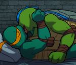  gay jeesnee kissing leonardo_(tmnt) male michelangelo_(tmnt) pillow reptile scalie shell sneefee teenage_mutant_ninja_turtles tongue turtle 