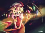  ascot blonde_hair clear_echoes deviantart_sample fang fire flandre_scarlet hat image_sample laevatein red_eyes short_hair solo touhou wings 