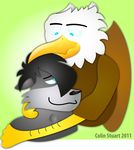  avian bald_eagle beak bird canine colinstu duo eagle feathers gryphon hug mammal wolf 