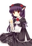  animal_ears black_hair cat_ears gokou_ruri gothic_lolita highres lolita_fashion long_hair mole mole_under_eye ore_no_imouto_ga_konna_ni_kawaii_wake_ga_nai paw_pose red_eyes simple_background sitting solo suzune_rena wariza white_background 