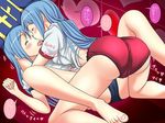  &lt;3 :p ass blue_hair blush breasts buruma cameltoe dark_emperor_room dragon_quest dragon_quest_iii eyes_closed french_kiss gym_uniform hat heart kiss priest_(dq3) pussy shirt thighs tongue tongue_kiss translation_request yuri 